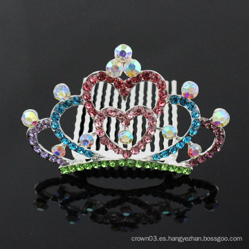 Peine de la corona de la princesa para los accesorios de moda del pelo del rhinestone de la muchacha